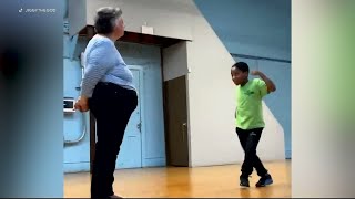 GOING VIRAL Philadelphia teacher student go viral for veggie dance throw down [upl. by Aivle]