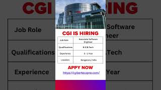 CGI Hiring shortsviral job freshersjobs hiring [upl. by Ultan]