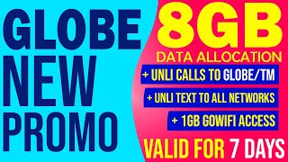 Globe New Promo  8gb data for 7 days Tagalog [upl. by Keeler269]