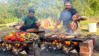 Barbecued Vegetables And Lamb Steak  Cooking amp Eating In The Village  Faraway Mountain Life [upl. by Putscher]