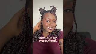 How I style my shoulder length knotless braids [upl. by Aloel341]