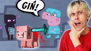 ŚWINKA PEPPA vs 4 HUNTERS MINECRAFT SPEEDRUN MOJA REAKCJA NA [upl. by Ahsennek]