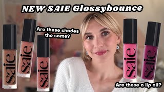 ✨ NEW Saie Glossybounce 💗 Lip Gloss Oil Review amp Swatches [upl. by Herodias]