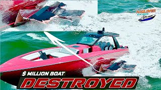 Million Dollar Boat Hull Destroyed Haulover Inlet Boats [upl. by Swen31]