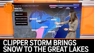 Clipper Storm Brings Snow to the Great Lakes and Northeast [upl. by Winther]