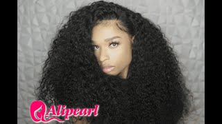 MOST NATURAL BIG FLUFFY DEEP WAVE FRONTAL WIG INSTALL NO PART FLIP OVER METHOD  ALIPEARL HAIR [upl. by Ahseikan]