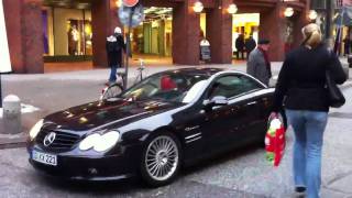 MUST SEE very LOUD Mercedes SL55 AMG with custom exhaust take off in Hamburg [upl. by Ayotnahs842]