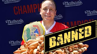 Joey Chestnut BANNED from the 2024 4th of July Nathans Hotdog Eating Contest [upl. by Naryk]