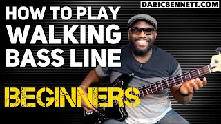 How to Play A Walking Bass Line Lesson  Bass Guitar for Beginners  251 progression [upl. by Thekla]