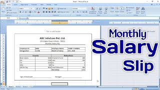 How To Create Salary Slip in Microsoft Excel  Payslip in Excel [upl. by Swisher132]