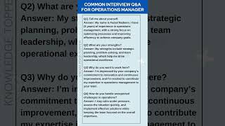 Most Common Operations Manager Job Interview Questions and Answers [upl. by Nasar655]