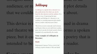 Literary term  Soliloquy  English Literature notes  shorts youtubeshorts [upl. by Monika]