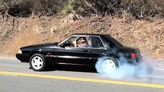 Matts Fox Body Mustang  First Burnout Test [upl. by Ailegave]