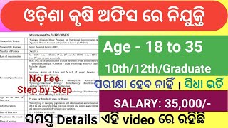 Odisha Krushi Department Job 2024  Odisha Agriculture Office Recruitment 2024 [upl. by Garnes]