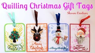 Quilling Christmas Gift Tags How to make Gift Tags How to write Merry Christmas in 4 styles [upl. by Gardener]