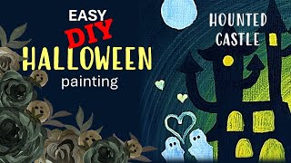 Haunted Castle with Ghostly Lovers painting tutorial [upl. by Pump388]