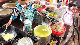 How to cook Banh Chhev cake Grind wheat into flour mixed with turmeric and coconut paste [upl. by Ellekram]