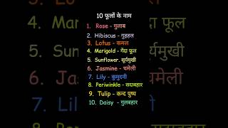 10 फूलों के नाम हिंदी और इंग्लिश में  10 Phoolon Ke Naam  Phoolon Ke Naam Hindi Mein shorts [upl. by Ednarb]