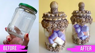 DIY ☺️🫙 Cute Glass Jar Recycling Idea  Kitchen decor [upl. by Anaihr]