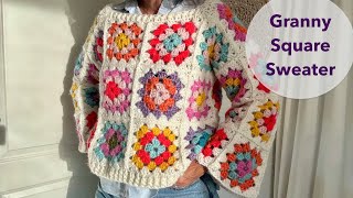 How to Crochet a Granny Square Sweater [upl. by Bentlee]