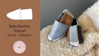 Baby Booties Tutorial  Pattern Beginner Sewing DIY [upl. by Arte]