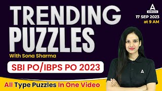 Reasoning Puzzles for Bank Exam  SBI PO 2023  IBPS PO 2023  By Sona Sharma [upl. by Euqinitram412]