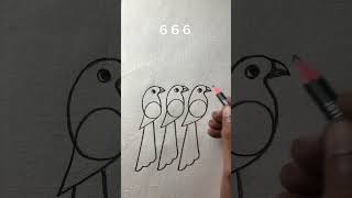 How to draw simple birds with numbers 666 [upl. by Serra]