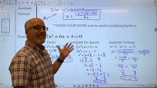 Honors Alg 2 Topic 26 Quadratic Formula [upl. by Scarface465]