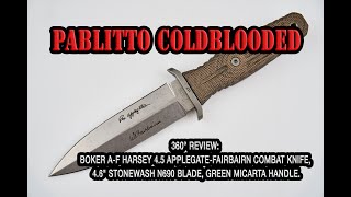 360° Review Boker Harsey 45 ApplegateFairbairn Combat Knife 46quot N690 Blade Micarta Handle [upl. by Nniw]