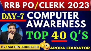 IBPS RRB POClerk 2023  Computer Awareness Classes  IBPS RRB Computer Awareness Day 7  Sachin Sir [upl. by Mohandis]