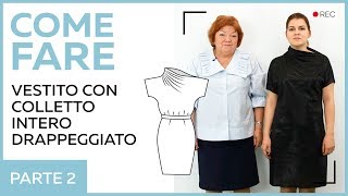 Vestito con colletto intero drappeggiato Schizzo Iulia Bereziuc Parte 2 [upl. by Arymas]