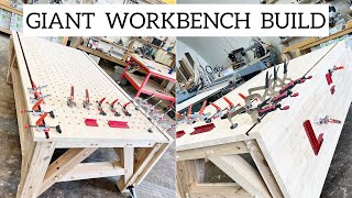 Giant woodwork workbench build [upl. by Nnylassej]