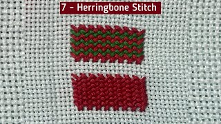 7  Herringbone Stitch Needlepoint Stitch tutorial needlework embroiderystitches canvasstitch [upl. by Heid]