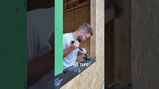 How we tape our window sills construction homebuild waterproofing home diy [upl. by Kenlay82]