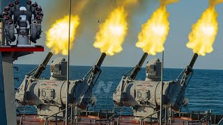 Russian Navy in Action Gun Fire AK630M2 CIWS RBU 6000 Massive in the Free Sea [upl. by Fennessy]