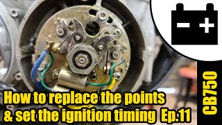 CB750  how to install new points amp condensers amp set ignition timing Ep11 1478 [upl. by Ferrel]