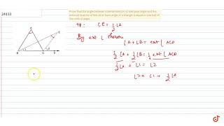 Prove that the angle between internal bisector of one base angle and the external bisector o [upl. by Tarrance]