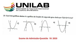 Questão 10  exame de Matemática  2020  UNILAB RESOLUÇÃO [upl. by Miko766]