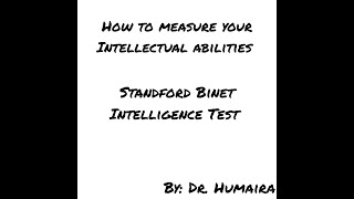 Stanford Binet Intelligence Test SBIISBIIISBIV [upl. by Rodger]