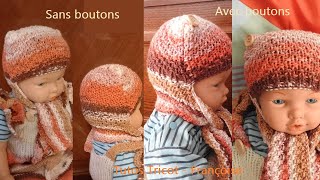 Tuto Tricot Echarpe Bonnet Cagoule Bébé facile en 1 pièce en 6 tailles point de Blé et Côtes 22 [upl. by Eyahs135]