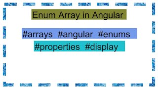 Enum Array in Angular [upl. by Salis863]