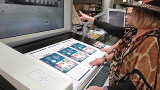 Heidelberg Speedmaster CX102 Press check aqueous soft touch coating [upl. by Ardnazxela]