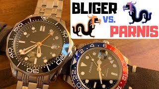 Parnis GMT vs Bliger GMT Battle of the Chinese GMTs  ReviewComparison [upl. by Ydollem645]