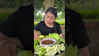 Eating unripe banana with prohok epiceating food epiceats tropicalfruit eating savoreverybite [upl. by Meece]