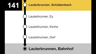 PostAuto Ansagen  141 Stechelberg – Schilthornbahn – Lauterbrunnen [upl. by Verne934]