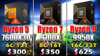 Ryzen 5 7600X3D vs Ryzen 7 9700X vs Ryzen 9 9950X  PC Gameplay Tested [upl. by Aihsel]