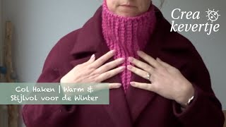 Warme Col Haken voor de Winter  Boordsteek Met Roze Garen [upl. by Paulita669]