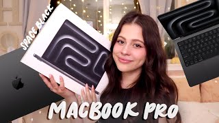 MacBook Pro UNBOXING and setup space black m3 pro chip 💻🖤 [upl. by Rovit]