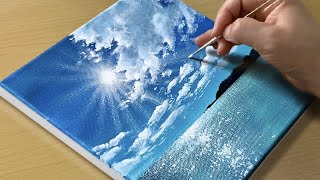 Easy way to Draw a Seascape  Acrylic Painting for Beginners [upl. by Nettirb]