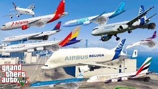 GTA V Every Airbus Airplanes Emergency Landing Stunning Compilation 60FPS [upl. by Manson]